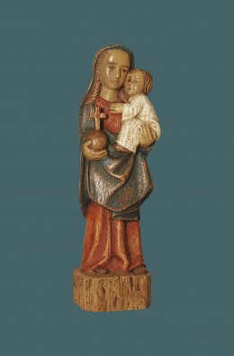 Our Lady And The Child - Blue / Red - 13 Cm