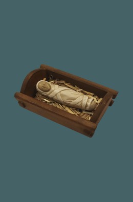 Child Jesus And Cradle - White / Wood - 11 Cm
