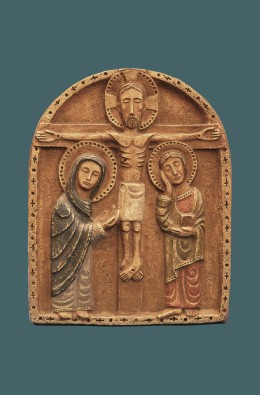 The Crucifixion - Low Relief - Brown - 21 Cm