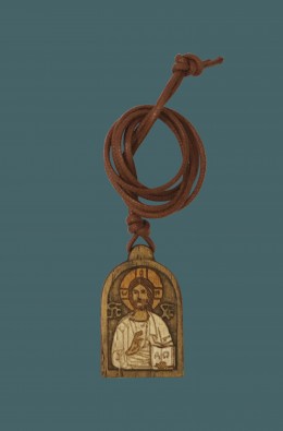 Medalla Del Cristo - Blanco / Verde - 4 Cm
