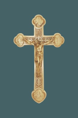 Lourdes Crucifix - Ivory Resin - 23 Cm