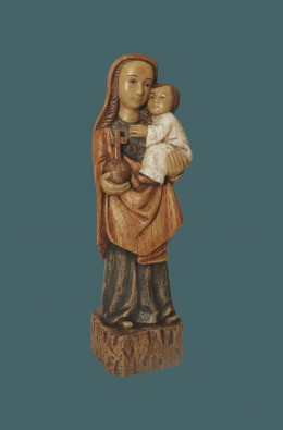 Our Lady And The Child - Ocher / Blue - 26 Cm