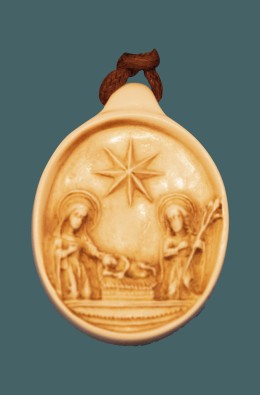 Nativity Medal - Ivory Resin - 5 Cm