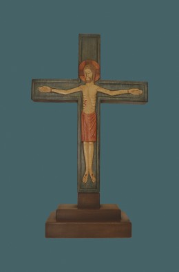 Christ On The Cross With Base - Polychrome...
