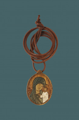 Medalla De La Virgen - Azul / Siena - 4 Cm