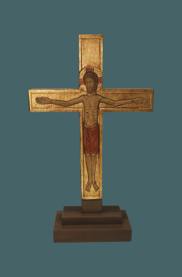 Cristo Em Cruz Com Base - Dourado - 41 Cm